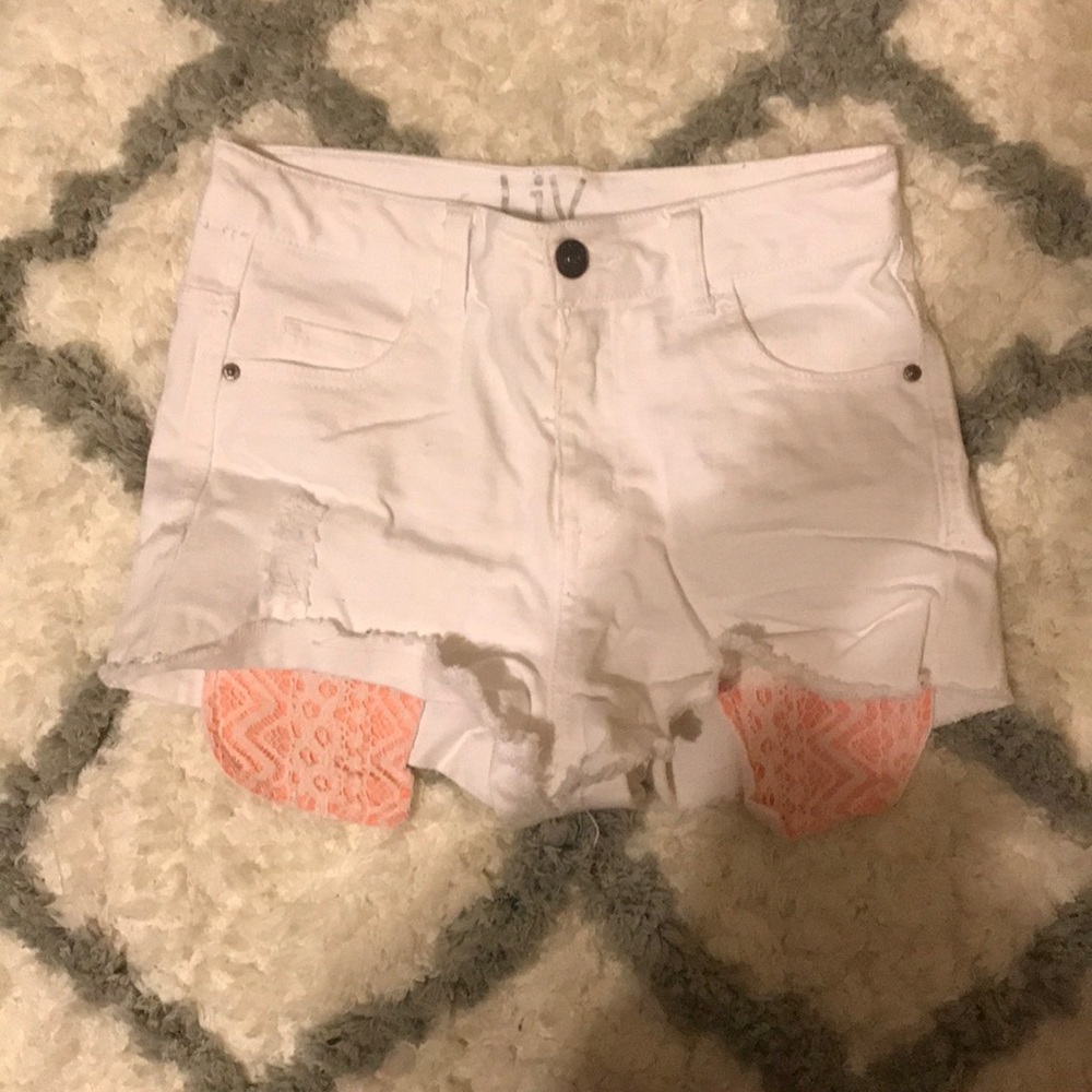 White high rise shorts